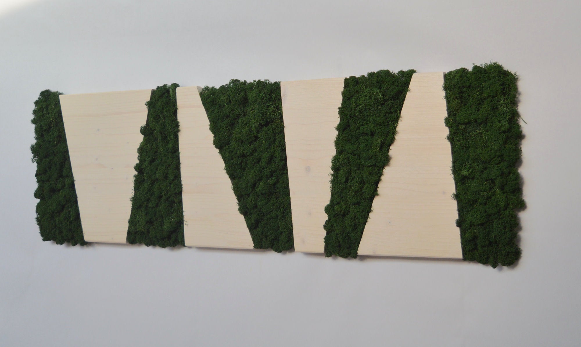 Panneau blanc 4 Coupes carrées en bois et lichens stabilisés
