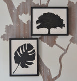 Birch wood picture with tree - wall decoration