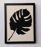 Birch wood picture with Philodendro leaf - wall decoration
