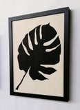 Birch wood picture with Philodendro leaf - wall decoration