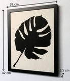 Birch wood picture with Philodendro leaf - wall decoration