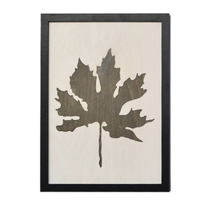 Birch wood picture with Maple leaf - wall decoration