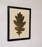 Birch wood picture with oak leaf - wall decoration